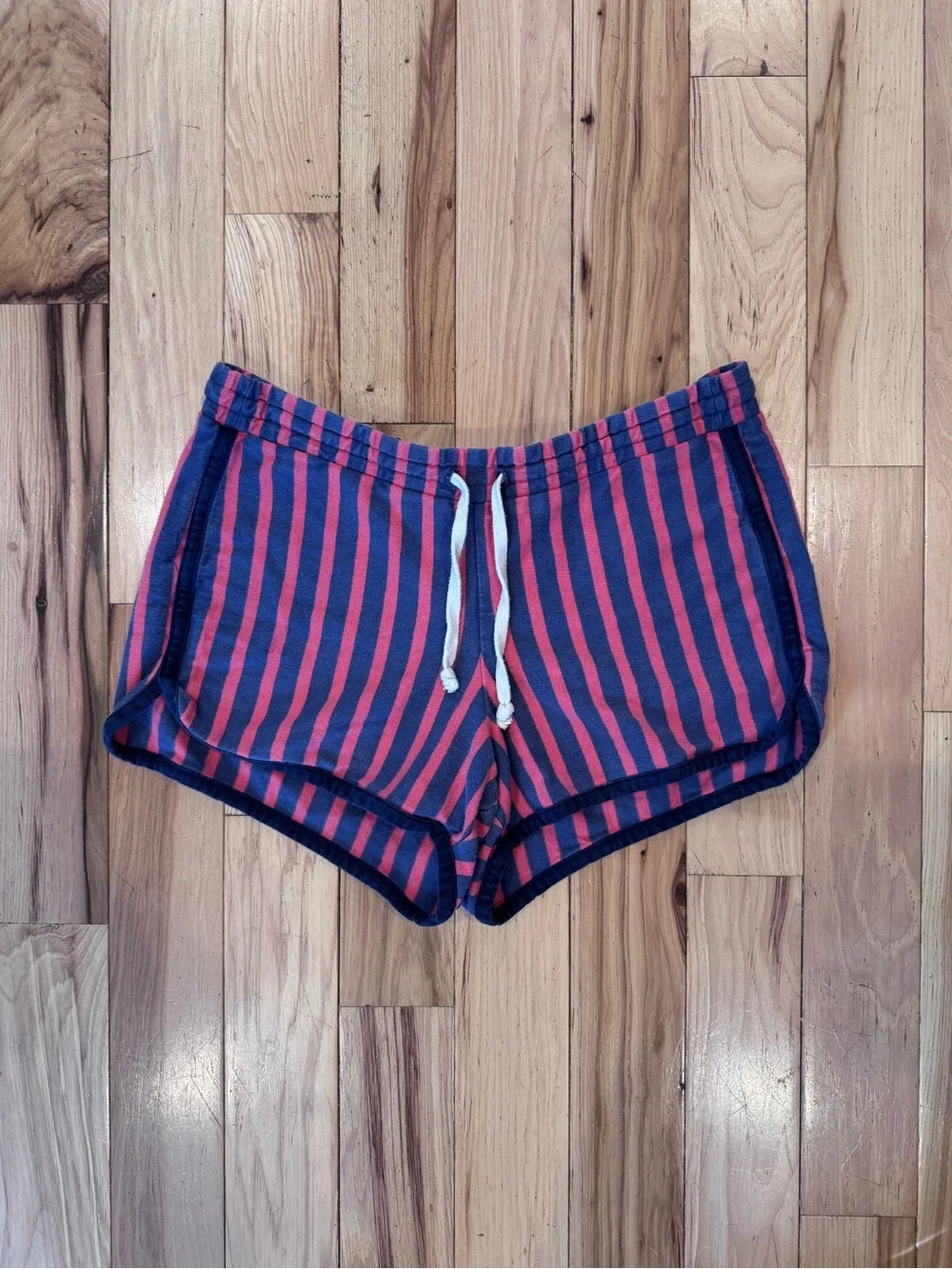 Striped Navy and Coral Women’s Drawstring Shorts